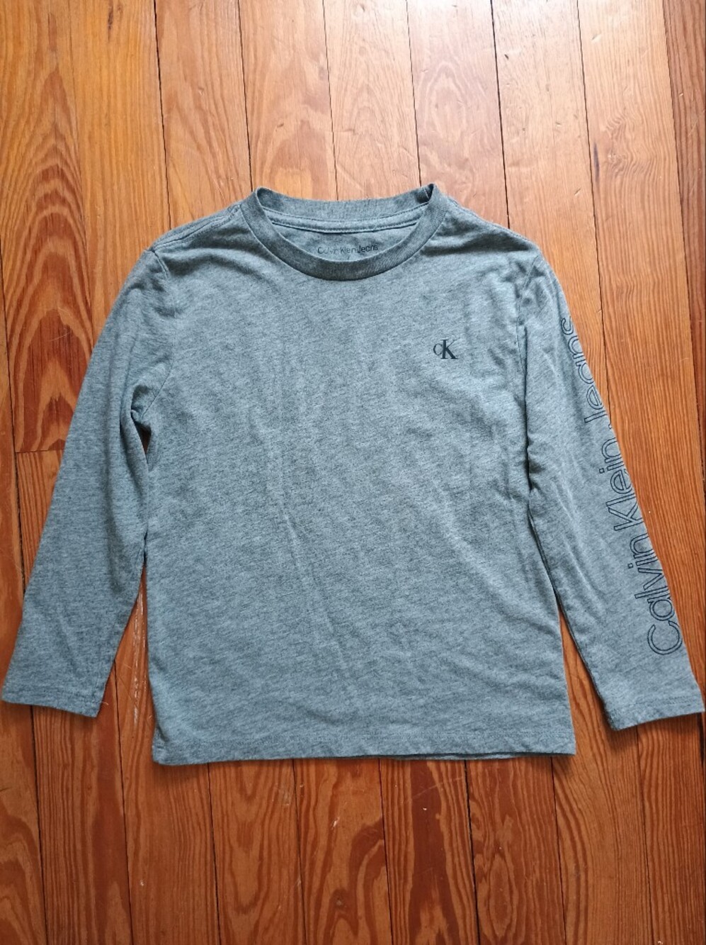 Calvin Klein Jeans Kids Long Sleeve Tee Heather Gray with Logo